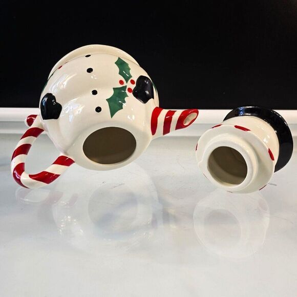 Snowman Teapot With Hat Lid Temptations Presentable Ovenware by Tara 48 oz - Picture 6 of 8